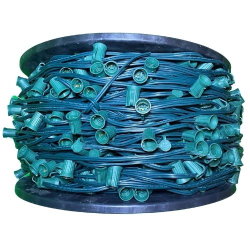 C9 1000 foot bulk spool with 15 inch spacing on green SPT2 wire for outdoor lighting