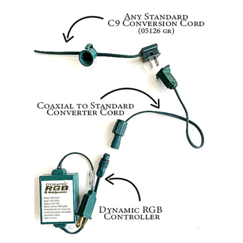 C9 RGB Coaxial to Standard Converter Cord for holiday lighting setups