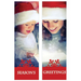 Two season's greetings vinyl banners side by side with a white background