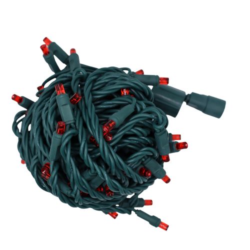 LED Coaxial Mini Lights in Red with 4 inch spacing and 70 lights for holiday decorating