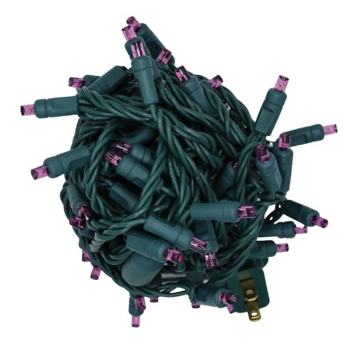LED Mini Lights in Purple with 4 inch spacing and 70 lights on green wire