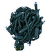 LED Mini Lights in Teal color with 4 inch spacing and 70 lights on green wire