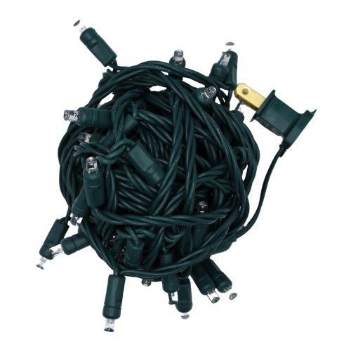 LED Mini Lights Warm White with 6 inch spacing and 50 lights on green wire