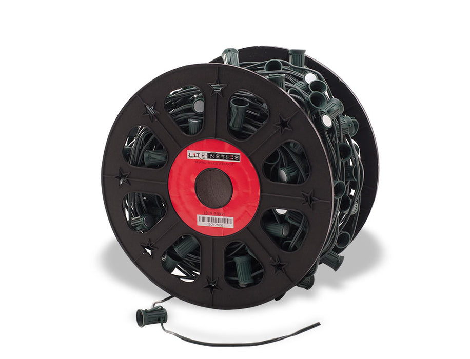 Lite-Netics 250' Green C9 Magnetic Socket Spool with 12 inch spacing on green SPT-1 wire