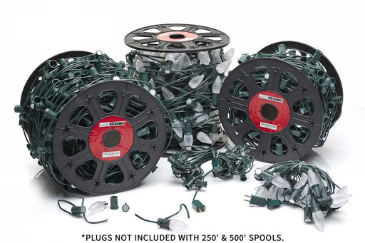 Lite-Netics 500 foot green C9 magnetic socket spool with 15 inch spacing on SPT-1 wire