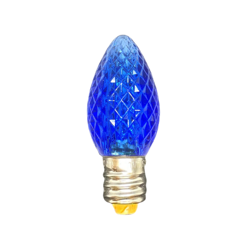 Minleon C7 Blue Faceted SMD Bulbs showing faceted globe and E-12 base