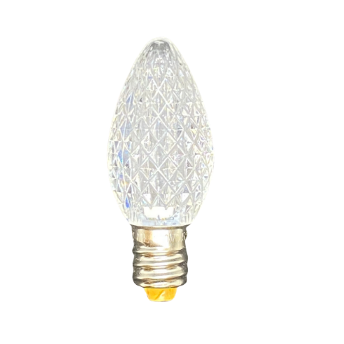 Minleon C7 Sun Warm White Faceted SMD Bulbs showing faceted plastic globe and warm white glow