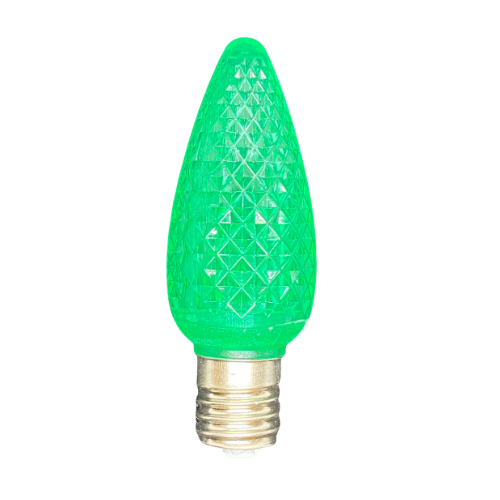 Minleon C9 Green Faceted SMD LED Bulbs in a bag of 25 for holiday lighting