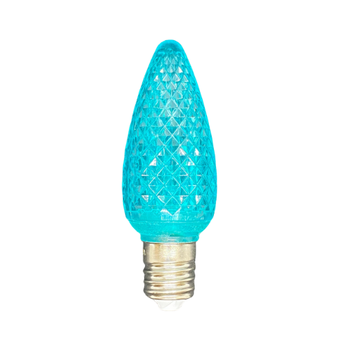 Minleon C9 Teal Faceted SMD LED Bulbs in a 25-pack for holiday lighting
