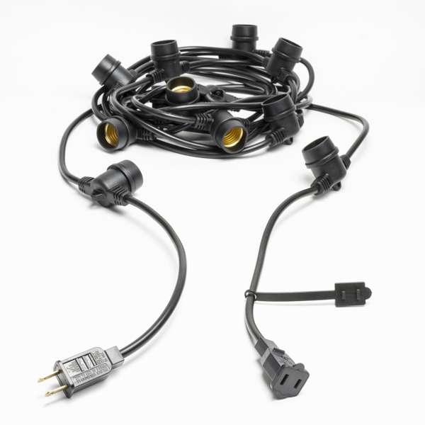 Patio Lights-E26 Commercial Grade Stringer 48 Foot with 24 E26 sockets