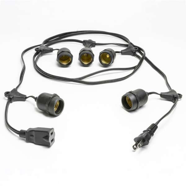 Patio Lights-E26 Commercial Grade Stringer with Suspenders 48 feet long outdoor lighting stringer