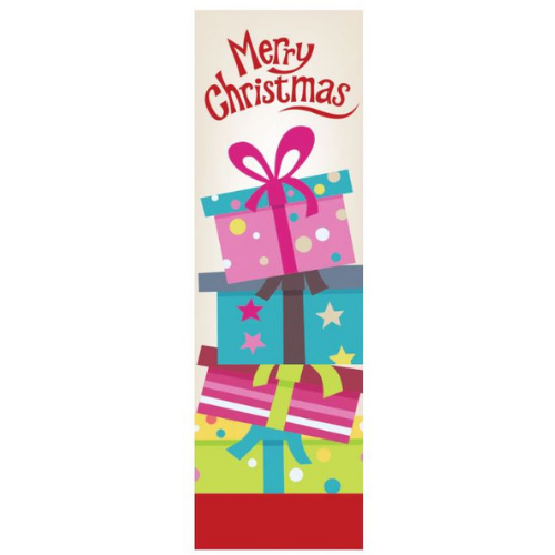 Pretty Gifts Single Vinyl Banner with festive gift design on matte vinyl